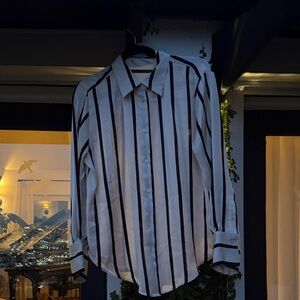 Woman’s Black and White Striped Shirt